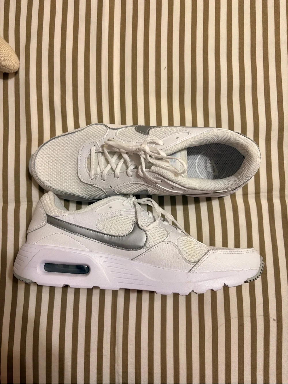 Nike Women’s White Sneakers with Silver Swoosh